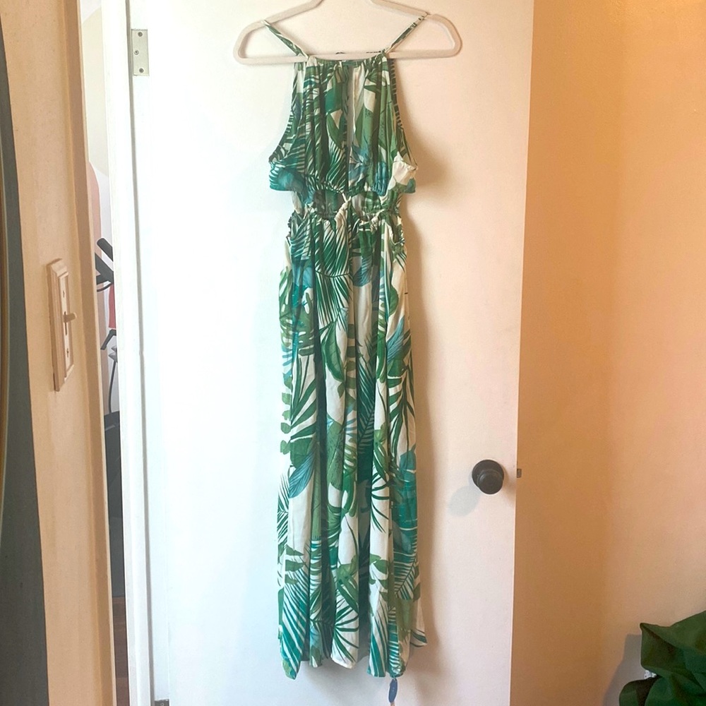Sheer Green Floral Maxi Dress